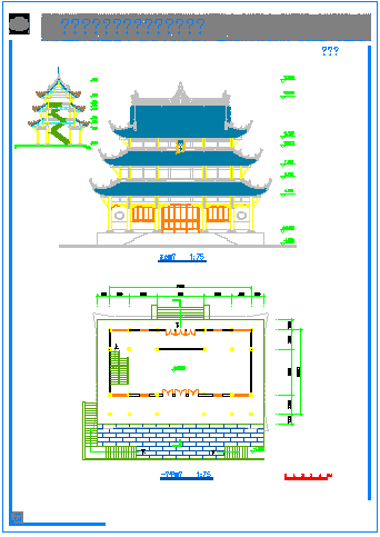 气势雄伟的古代寺庙建筑规划与设计CAD施工图-图一
