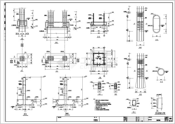 五层框架结构多层教学楼结构cad设计施工图（含楼梯设计）-图二