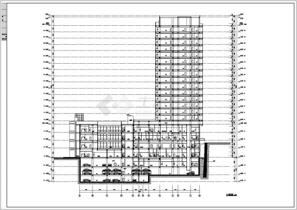 19层现代风格高层医院建筑cad设计施工图（含塔楼设计、裙房设计）-图一