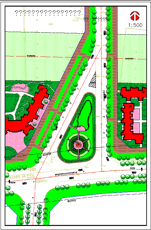 交通绿化广场规划平面图-图一