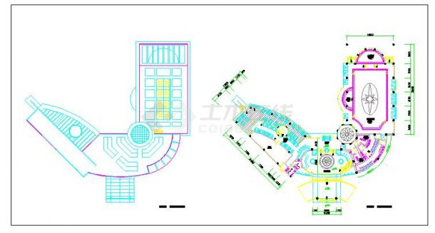 某地小型的二层会所建筑设计cad图纸-图二