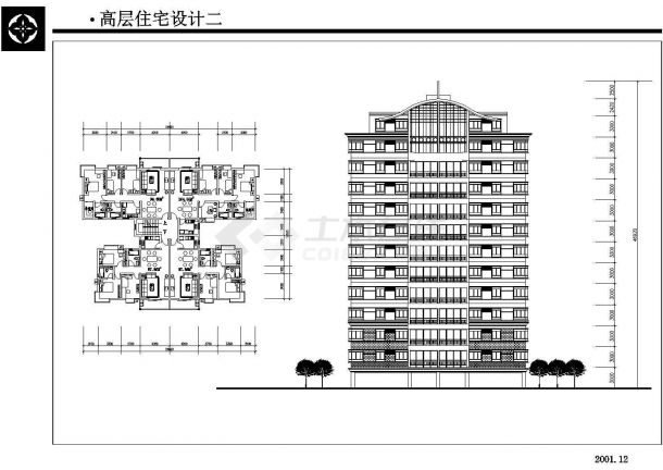 比较完美的小型高层住宅楼建筑设计图纸-图一