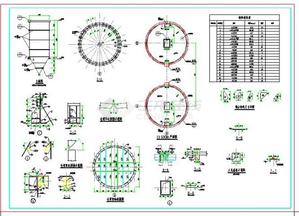 特种结构钢筒仓结构设计cad施工图-图二