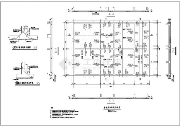 污水处理厂水池结构施工设计CAD平面布置图纸-图一