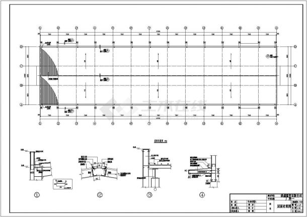 百米钢结构两层厂房结构施工设计cad平立面布置图纸-图二