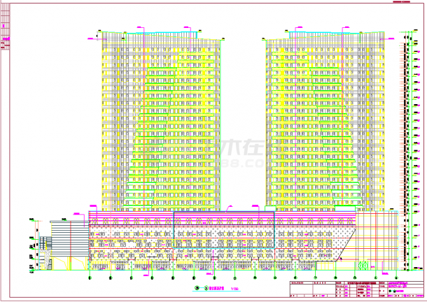 30万平购物广场城市综合体建筑结构cad设计施工图（含高层公寓住宅楼施工图、电影院施工图）-图一