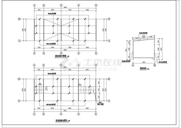 工地复合板房结构施工设计cad平面布置图纸-图二
