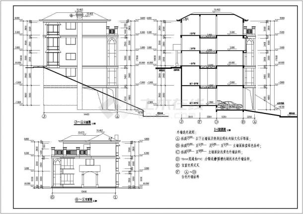 某地三层框架结构别墅结构施工图（带地下室）-图一