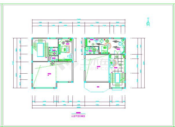 三层独立别墅全套建筑装修设计cad施工图-图二