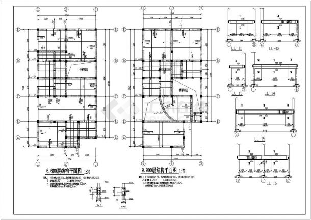 某五层底框砖混结构住宅设计施工图-图二