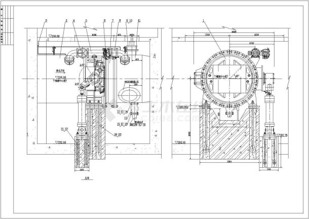 某水电站发电厂房蝴蝶阀安装布置图-图二