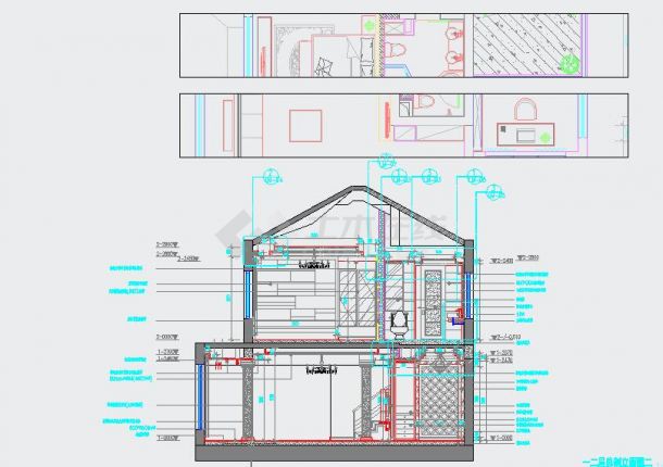 现代时尚二层别墅室内设计装修全套施工图（含效果图、平立面、空调地暖布置图）-图二