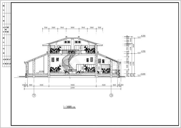 经典中式餐厅建筑设计CAD施工图-图一