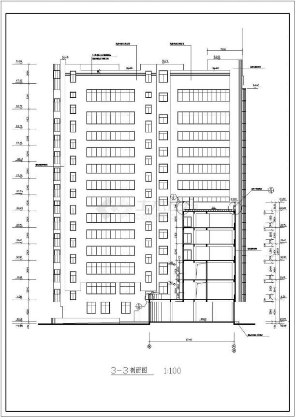 三星级高层宾馆建筑设计整套CAD施工图-图二