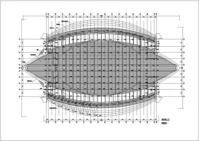 大型体育运动馆屋面玻璃彩钢板结构施工设计cad布置详图_图1