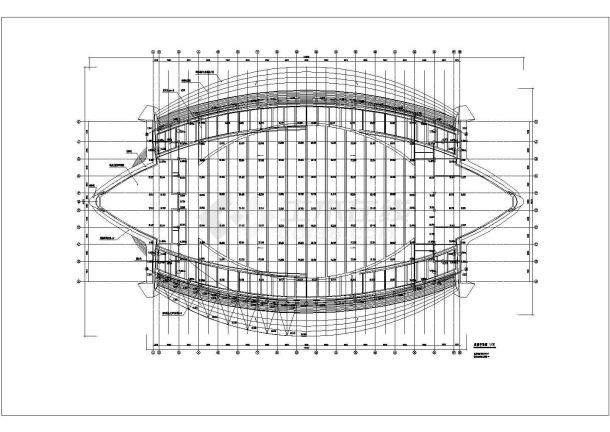 大型体育运动馆屋面玻璃彩钢板结构施工设计cad布置详图-图二