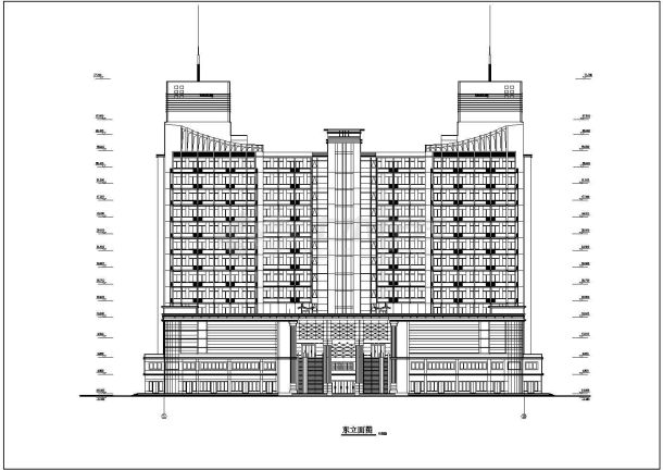 14层假日广场酒店式公寓带底层商业建筑设计cad施工规划方案图-图一