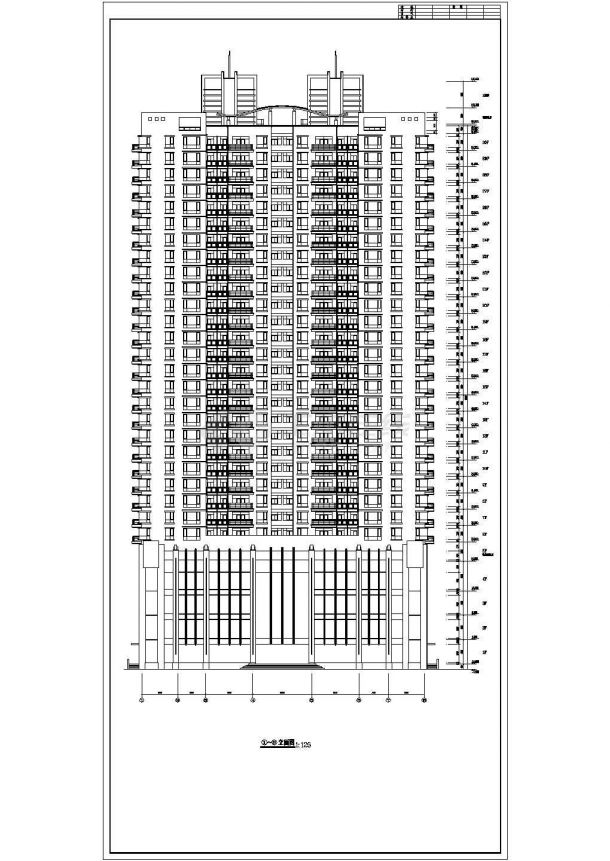 30层高档商务公寓综合楼建筑施工设计cad平立面方案图纸-图一