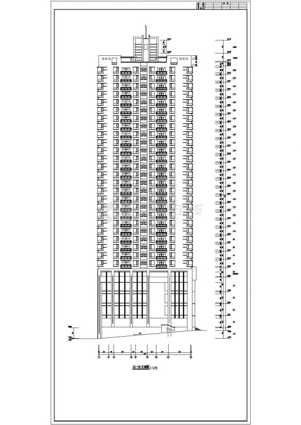 30层高档商务公寓综合楼建筑施工设计cad平立面方案图纸-图二