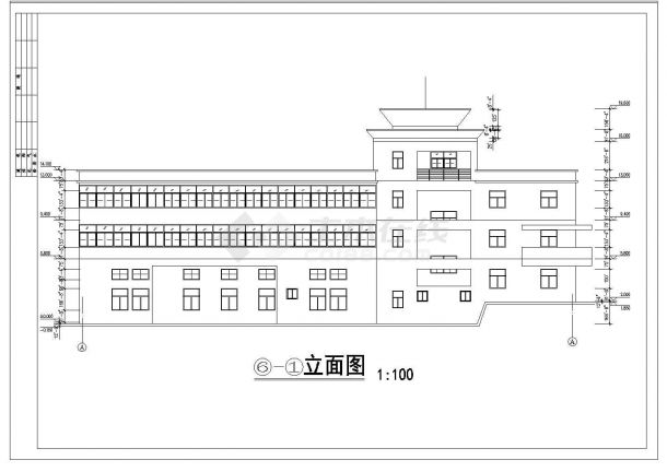 某市框架结构消防队办公指挥楼建筑设计CAD施工图-图二