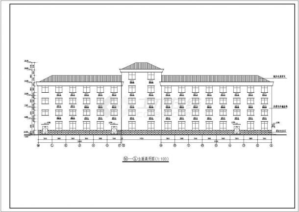 江西风景区L型5层机构综合楼坡面屋顶建筑设计施工cad平立面布置图-图二
