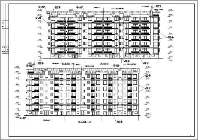 安徽六层带跃层住宅楼建筑设计施工cad布置方案图纸_图1