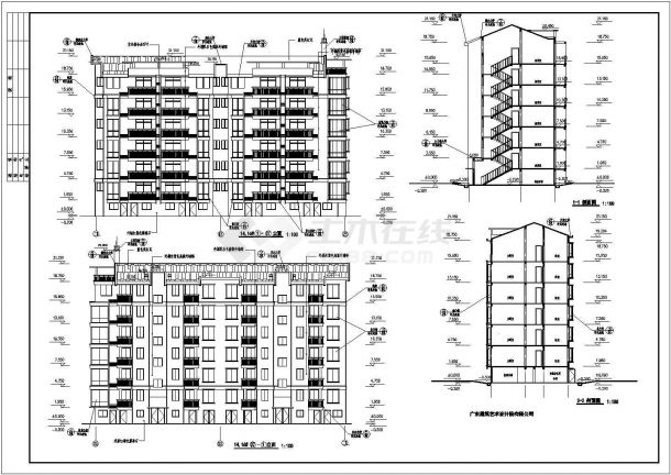 安徽六层带跃层住宅楼建筑设计施工cad布置方案图纸-图二