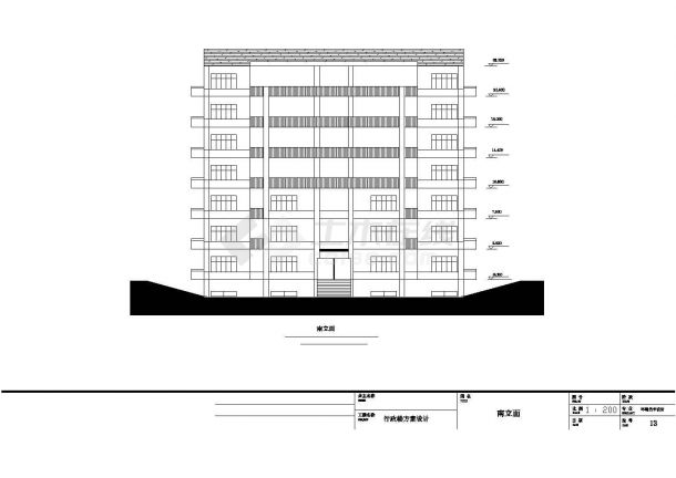 七层实用行政办公楼建筑设计施工cad平面方案图纸-图一
