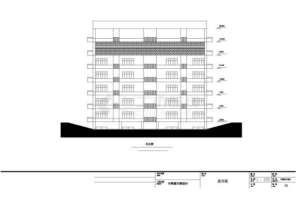 七层实用行政办公楼建筑设计施工cad平面方案图纸-图二