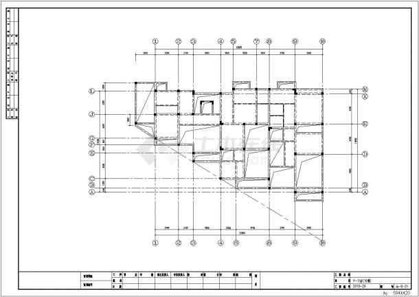 地上三层框架结构高档多层住宅楼结构cad设计施工图（含楼梯设计）-图二