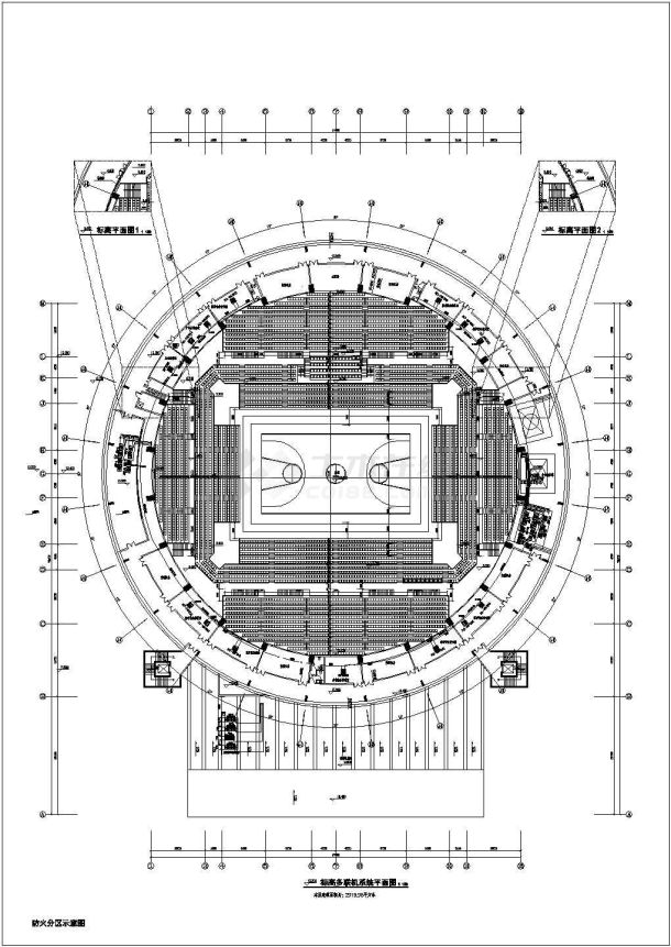 大型两层体育馆暖通空调设计施工cad平面布置图纸-图一