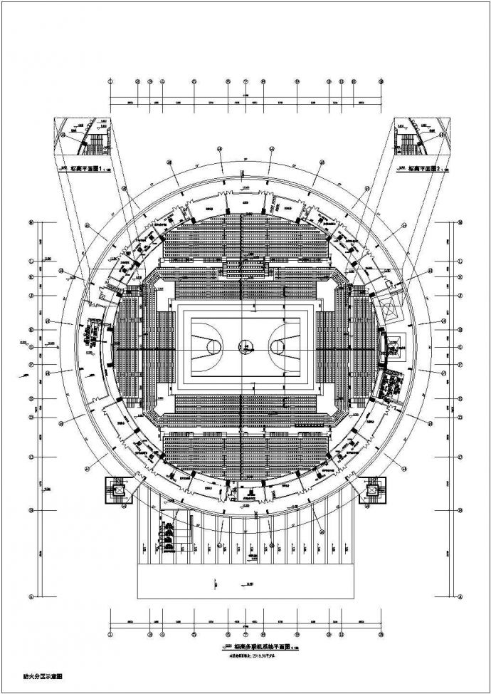 大型两层体育馆暖通空调设计施工cad平面布置图纸_图1
