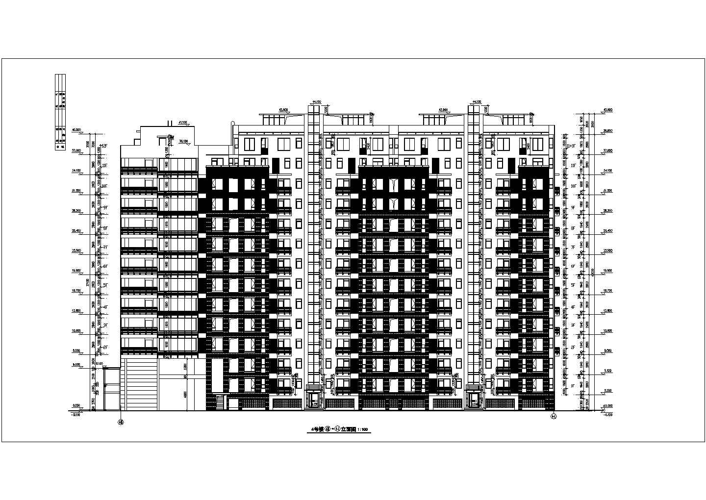 上海万科11层住宅楼带夹层设计施工cad平立面方案图纸