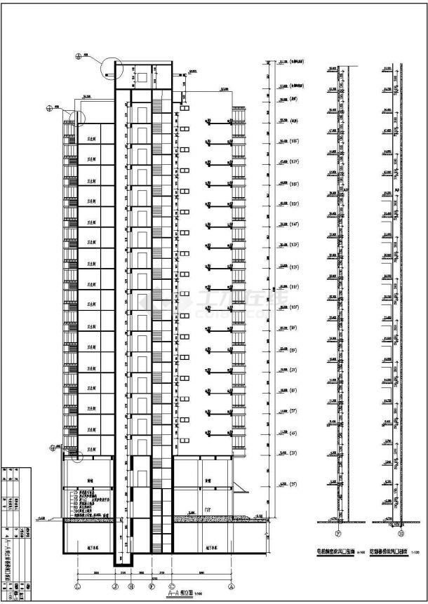 北京18层带跃层高级公寓建筑设计cad平立面施工图纸-图二