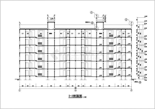 21米六层砖混住宅楼设计施工cad平面布置方案图-图二