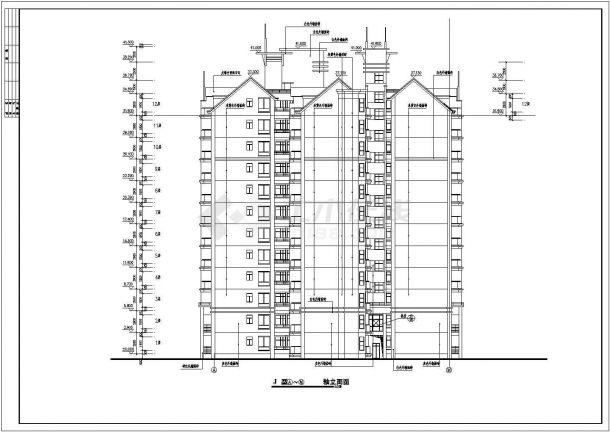 11层小高层坡顶住宅楼米黄外墙砖施工设计cad设计方案图-图二