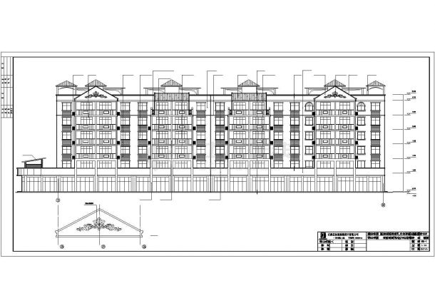 六层底商住宅楼红白墙施工设计cad布置方案图纸-图一