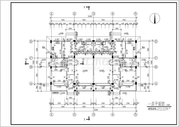 现代两层别墅民用建筑设计施工图（含设计说明、门窗表、）-图二