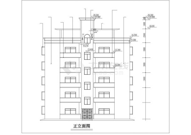 20米小型五层公寓楼建筑施工设计cad平立面布置图纸-图一