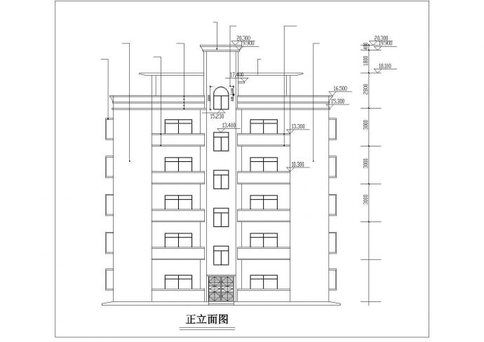 20米小型五层公寓楼建筑施工设计cad平立面布置图纸_图1
