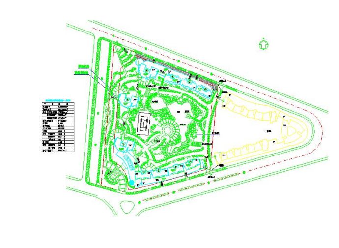 小型的居住组团园林景观设计总平面图（标注详细）_图1
