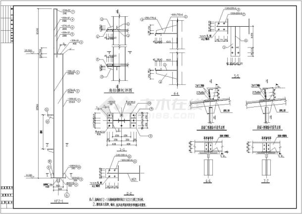 某工厂50T重钢结构车间结构设计施工图纸-图二