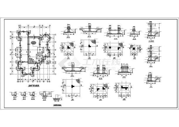 某地三层异形柱框架结构别墅结构施工图-图二