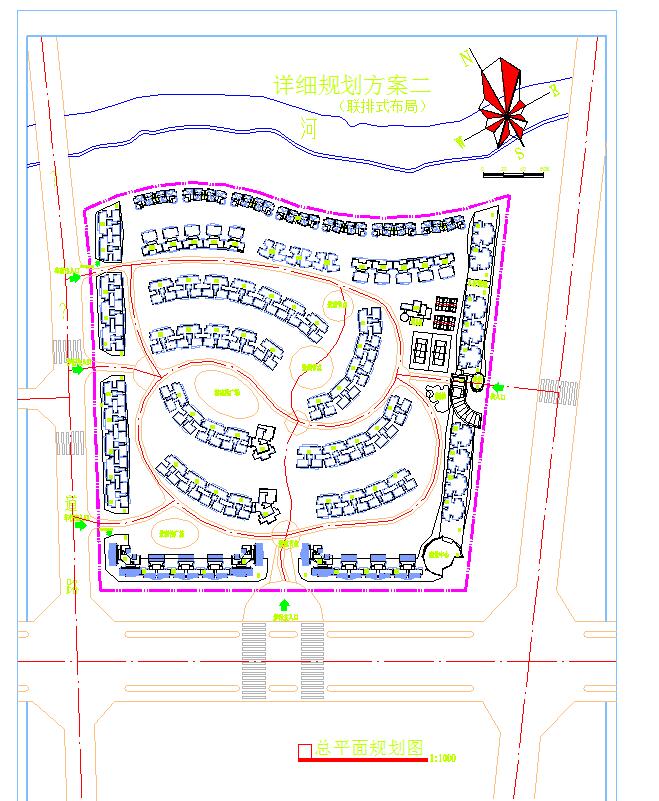 小型的联排式小区园林景观设计规划设计图_图1