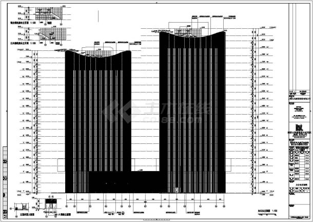 【上海】商业办公综合楼建筑CAD施工图（含建筑、结构、强弱电、给排水、暖通）-图一