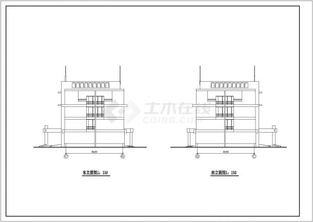 某地四层框架结构办公楼建筑结构施工图-图二