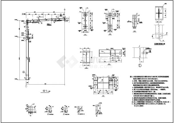 某地18米单跨轻型门式钢架厂房结构施工图-图二