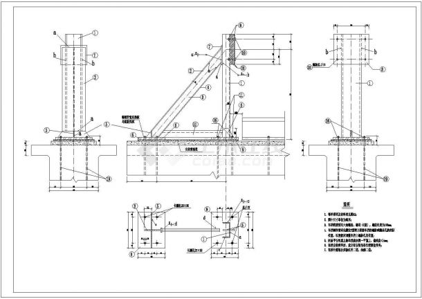 某水利工程闸室段闸顶门机T型梁结构钢筋图-图二