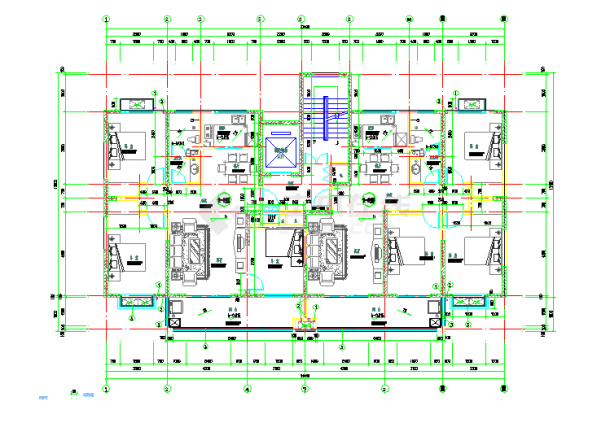 某17层住宅建筑1梯2户户型规划平面CAD设计图-图一