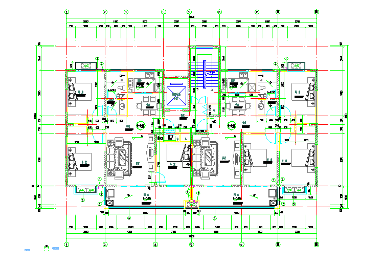 某17层住宅建筑1梯2户户型规划平面CAD设计图